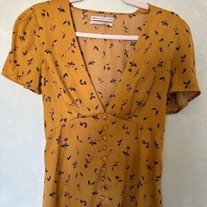 Urban Outfitters Yellow Floral Button-Down Dress